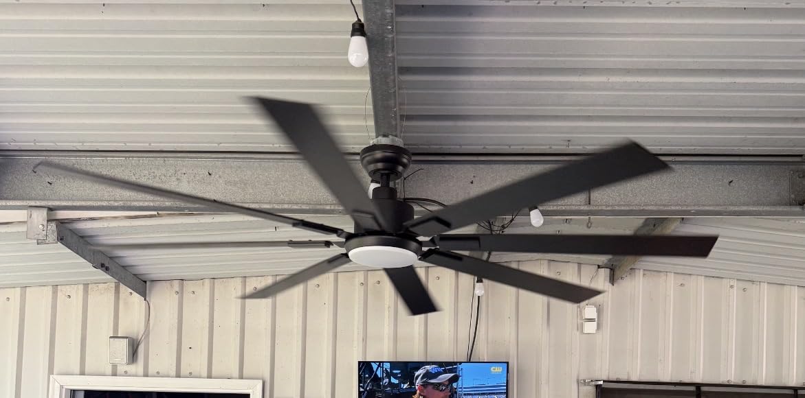 ZMISHIBO 62 inch Large Ceiling Fans with Lights and Remote, Indoor/Outdoor Black Modern Ceiling Fan for Kitchen Living Room Patio, 6 Speed Reversible Quiet DC Motor, 3 CCT, Dual Finish 8 Blades customer photo 1