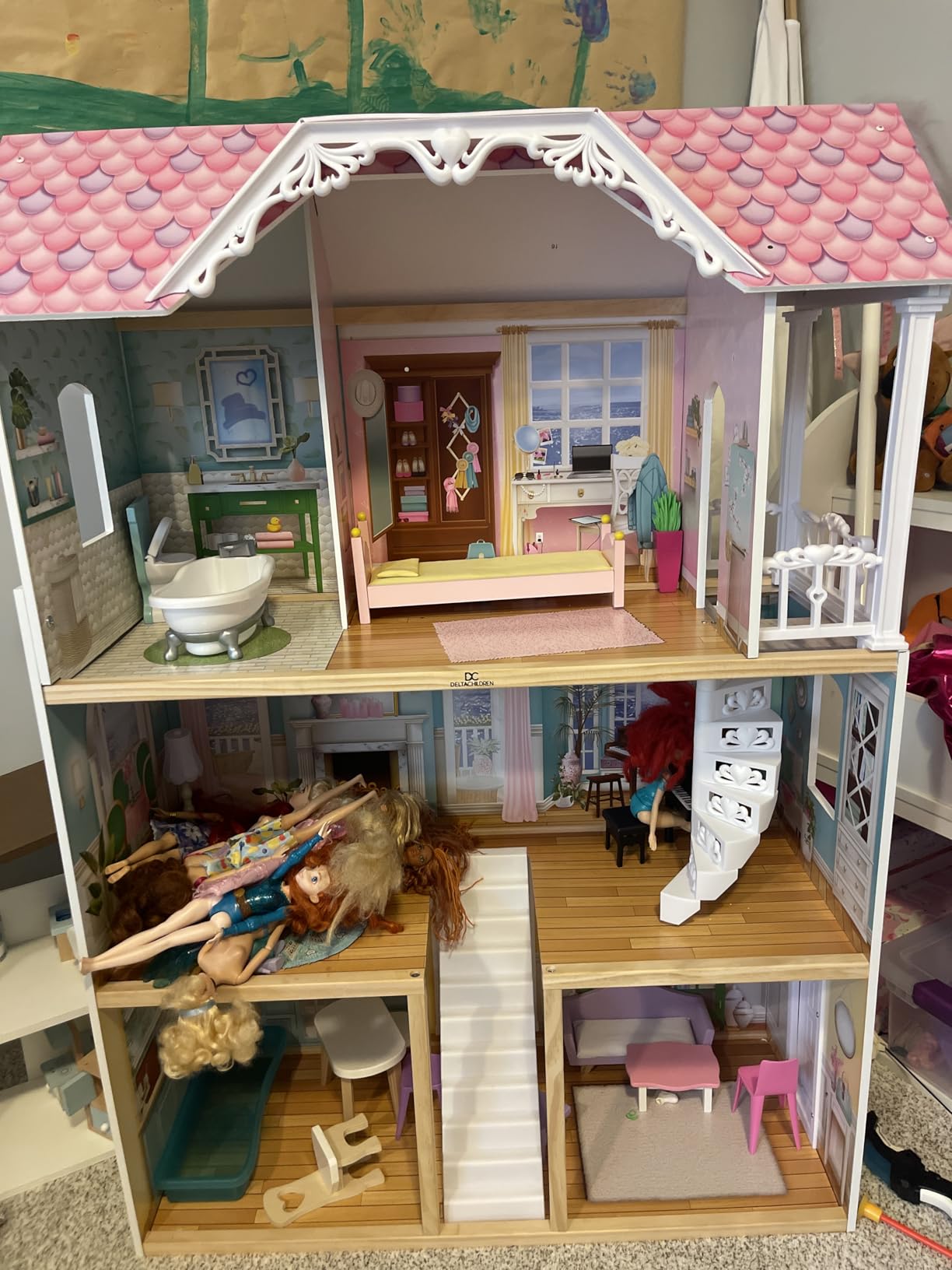 Delta Children MySize Dollhouse - Large 3-Story Dollhouse with 7 Rooms Includes 12 Accessories - Fits 12-inch Dolls - Pretend Play Dream Gift for Ages 3+ customer photo 2