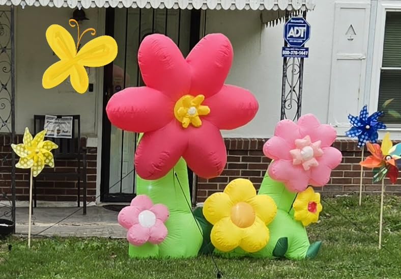 KOOY 6FT Spring Easter Inflatable Flowers Outdoor Decoration Multi-Colored Blow up Flowers Decorations, Built-in LED Lights for Spring Summer Easter Outdoor Garden Lawn Yard Party customer photo 1