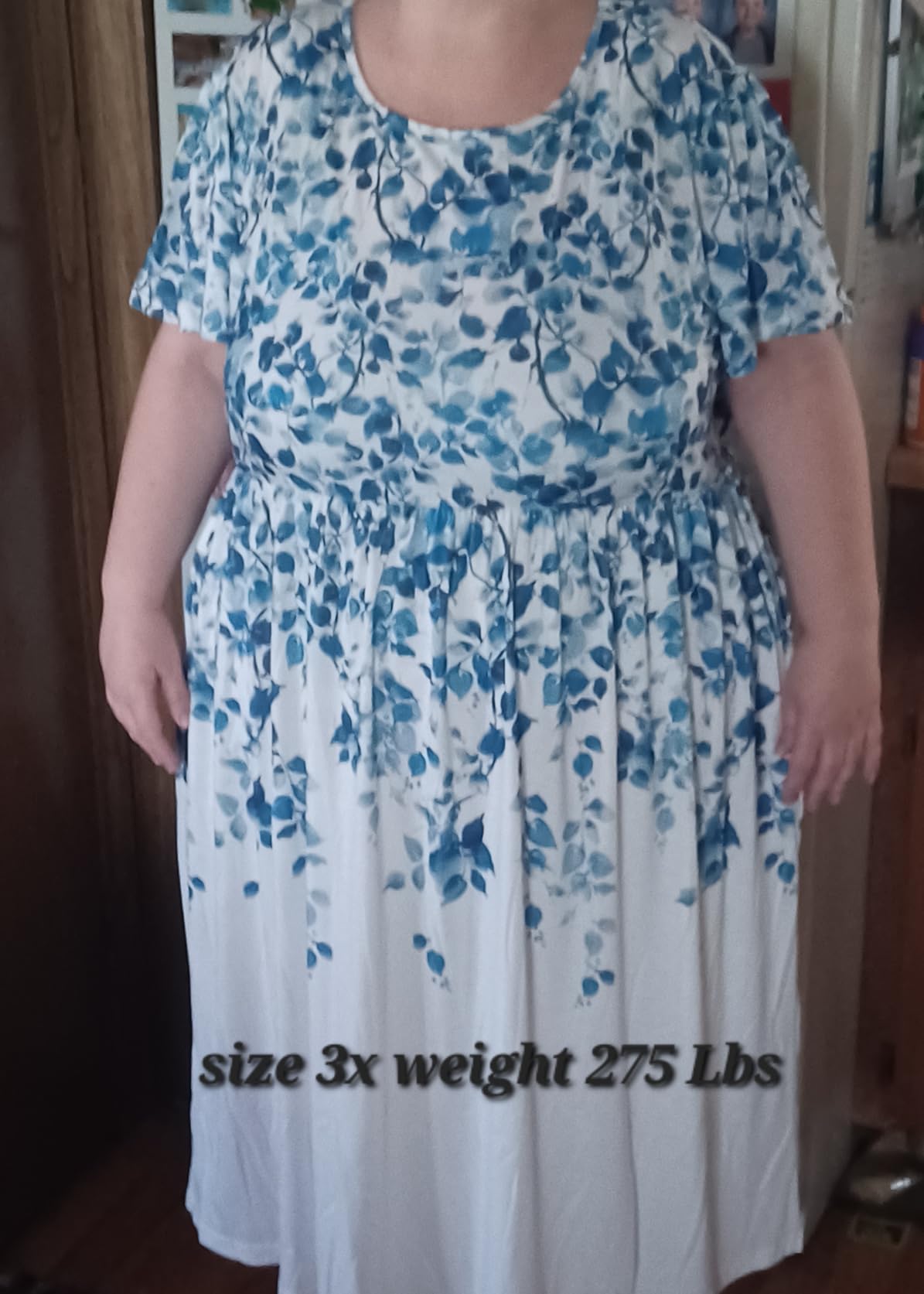 Women Plus Size Short Sleeve Dress Loose Summer Casual A-Line Flowy Midi Dresses with Pockets customer photo 2