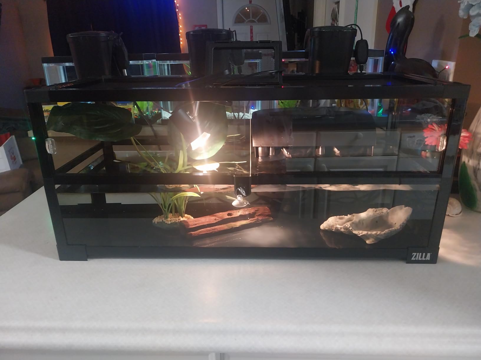Zilla QuickBuild Aquatic Turtle 60 Gallon Size Holds 26 Gallons of Water Glass Terrarium Habitat, 47