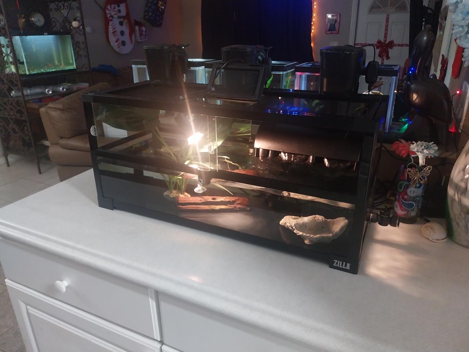 Zilla QuickBuild Aquatic Turtle 60 Gallon Size Holds 26 Gallons of Water Glass Terrarium Habitat, 47