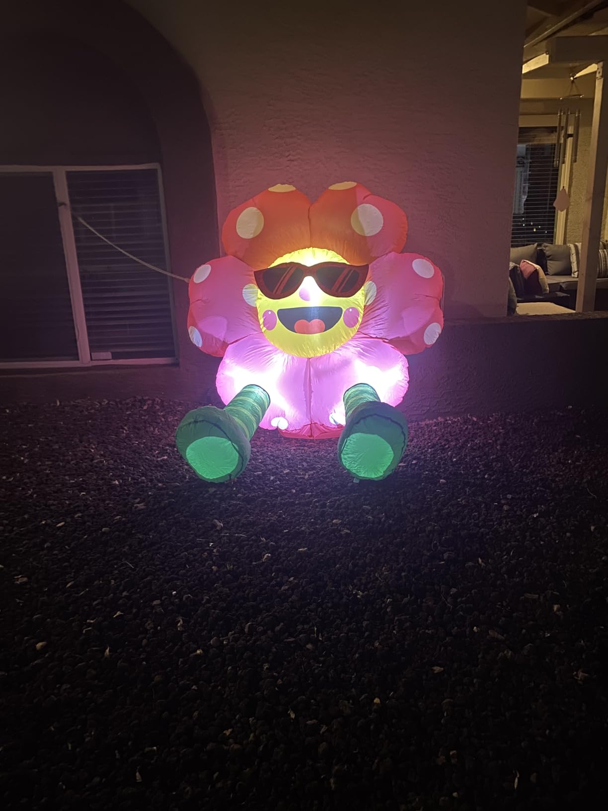 4FT Spring Inflatable Sunflower Outdoor Decoration Blow up Flower Yard Decoration, Built-in LED Lights for Spring Easter Yard Garden Lawn Party customer photo 1