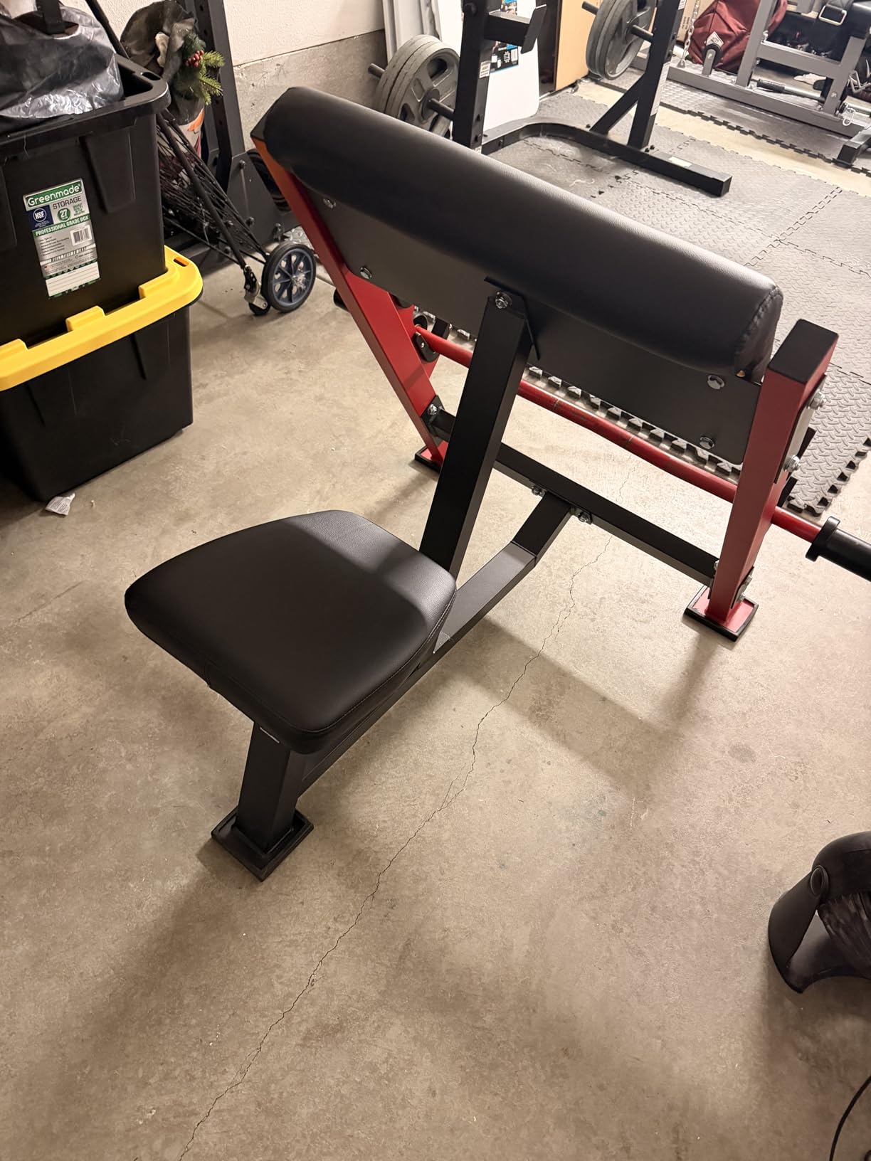 Mikolo Preacher Curl Bench, Seated Arm Isolated Barbell Dumbbell Bicep Station, Bicep Curl Machine with 2 Bar Holders for Home Gym customer photo 1