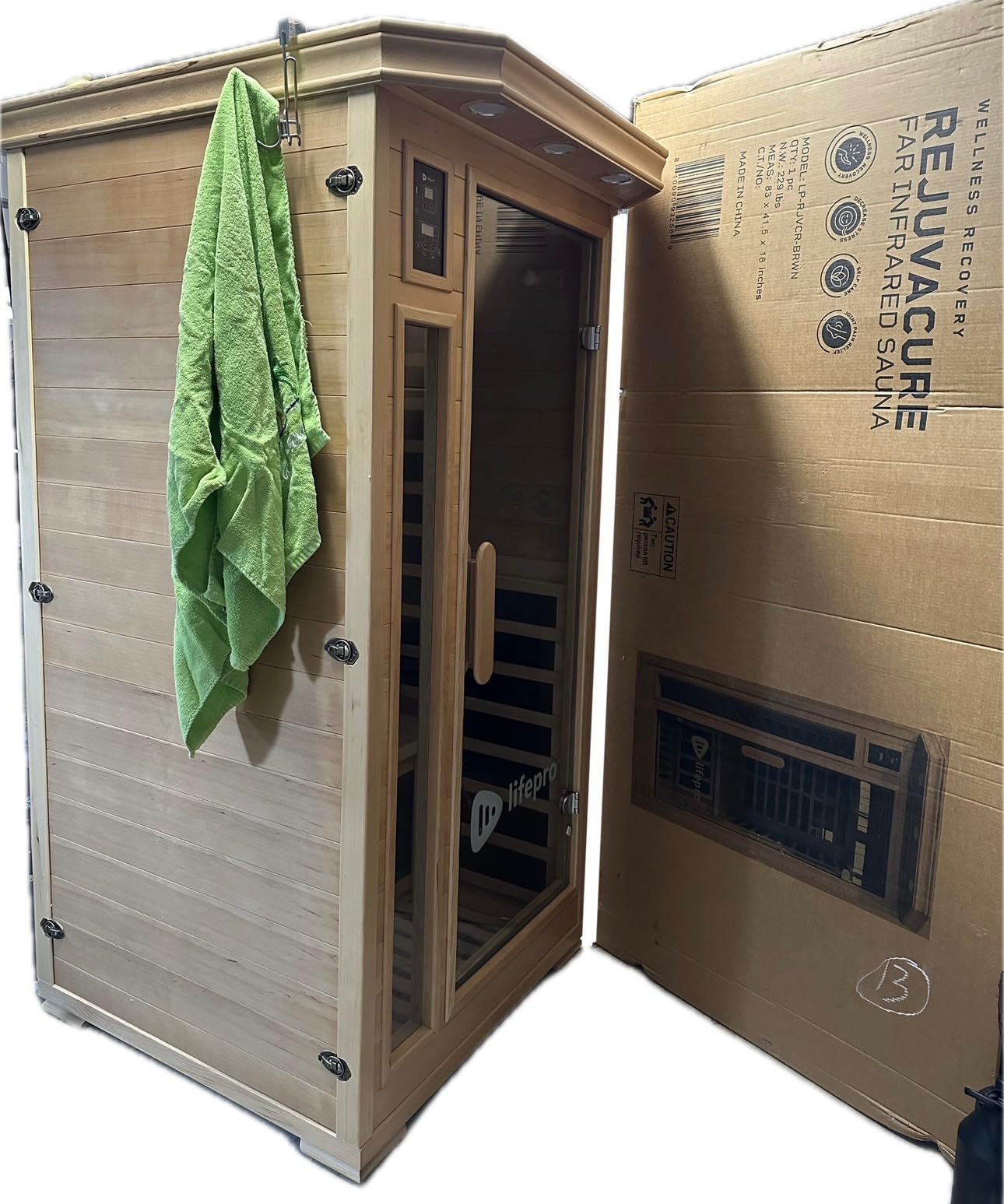 LifePro Rejuvacure 1 or 2 Person Indoor Sauna - Far Infrared Sauna for Home with Chromotherapy Lights - Carbon Fiber Panels, Tempered Glass Door, Canadian Hemlock Wood and Bluetooth Sound System customer photo 1