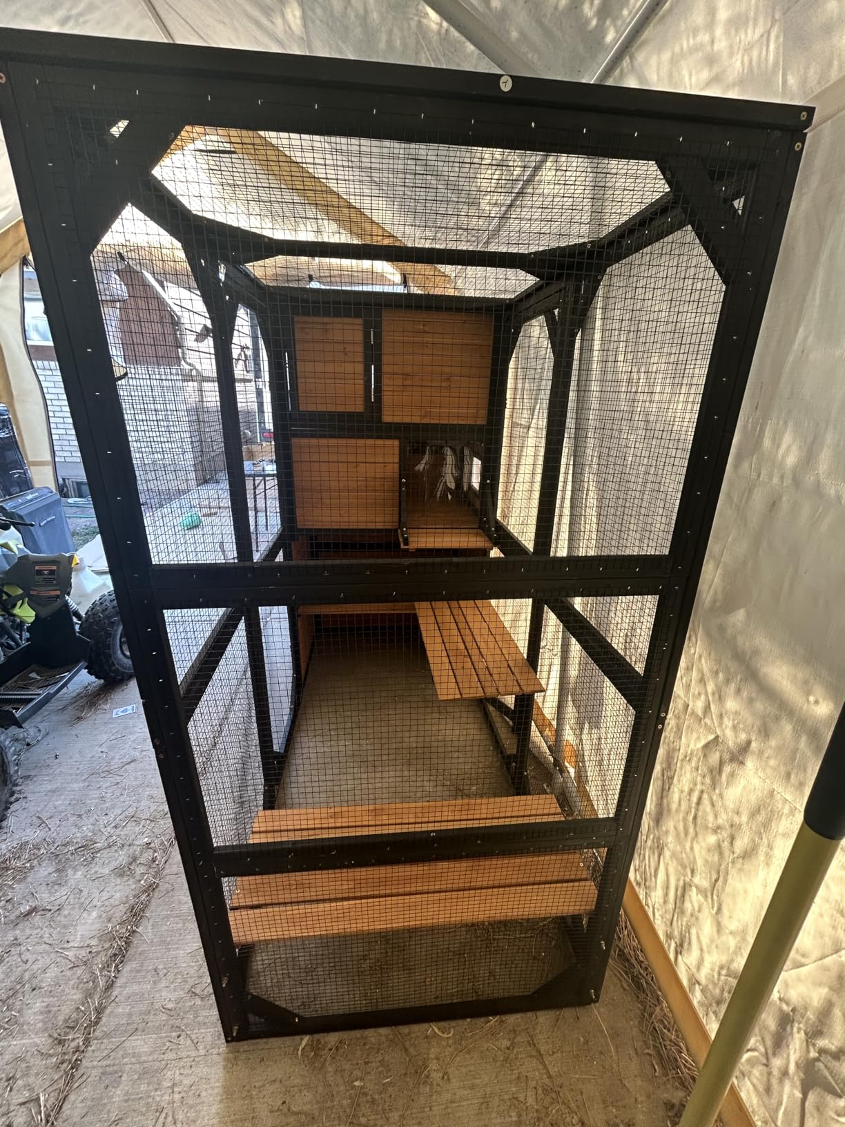 Aivituvin Large Cat Catio 4 Tiers Cat Enclosures House for Outdoor Indoor Cats with Weatherproof Roof, 3 Resting Rooms, 3 Platforms, 5 Windows 70