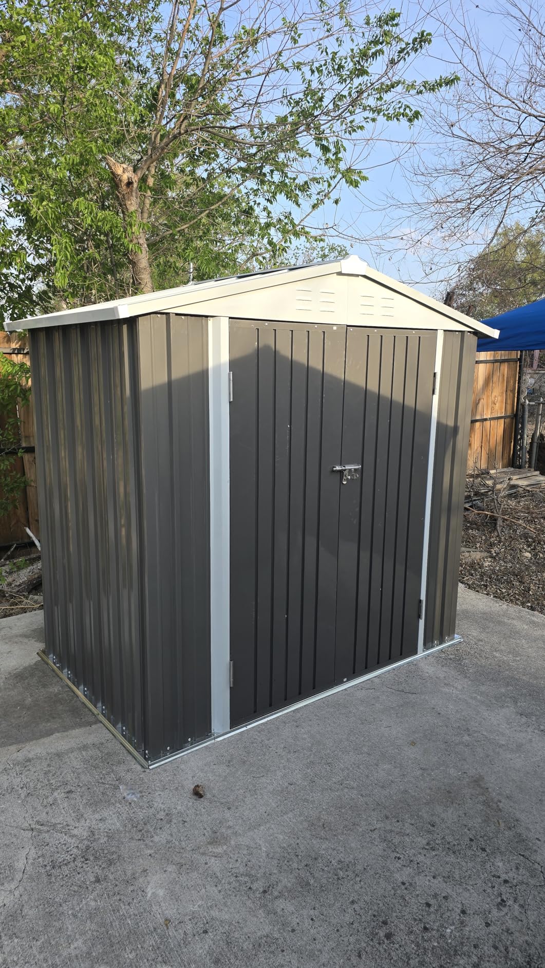 Patiowell 6x4 FT Outdoor Storage Shed, Water-Resistance Metal Outdoor Sheds with Vents & Lock, Garden Shed of Galvanized Steel for Lawn, Patio, Backyard Garden Tools, Bikes, Gray customer photo 1