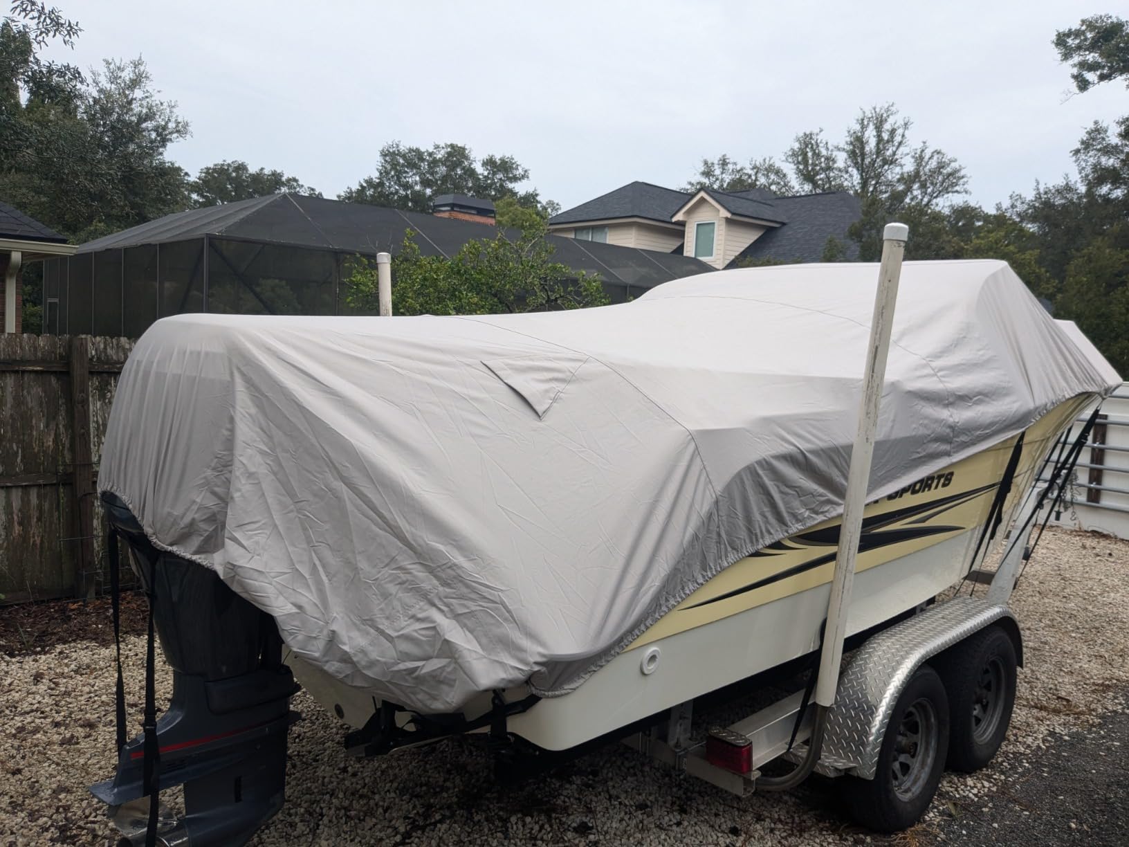 Boat Cover 16-18ft,1200D Bass Boat Cover,Marine Grade Trailerable Cover, Waterproof Boat Covers with Motor Cover,Fit 16 17 18ft Foot V-Hull,Fishing,Runabout Bowrider Boat,Black customer photo 1