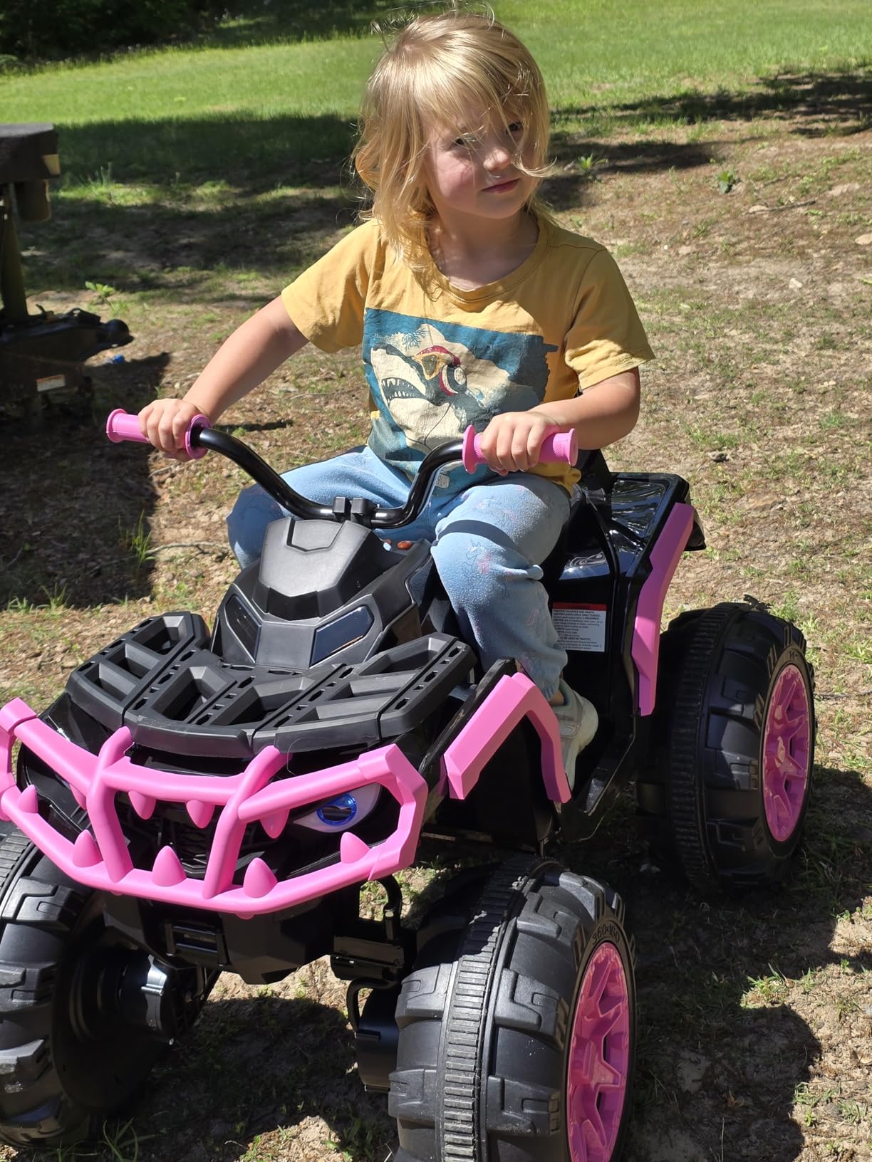 Hikiddo Shark Kids ATV 4 Wheeler, 24V 4WD Electric ATV Ride On Toy for Big Kids, 4X200W Motor, 5.6Mph Max Speed - Blue customer photo 1