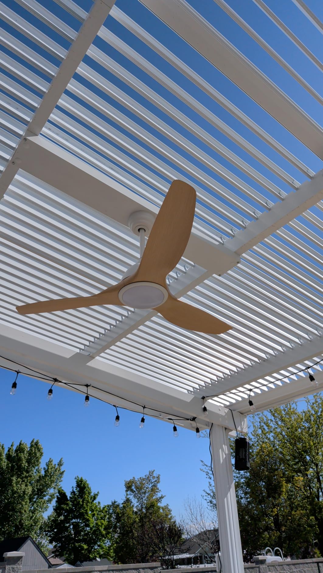 Sofucor 52 Inch Outdoor Ceiling Fans with Lights, Modern Ceiling Fan Modern Ceiling Fan with 3 Plastic Blade, Quiet, Dimmable, High 7000CFM 6-Speed 3-Timer Reversible DC Motor, for Bedroom Living Room, ETL, Black customer photo 1
