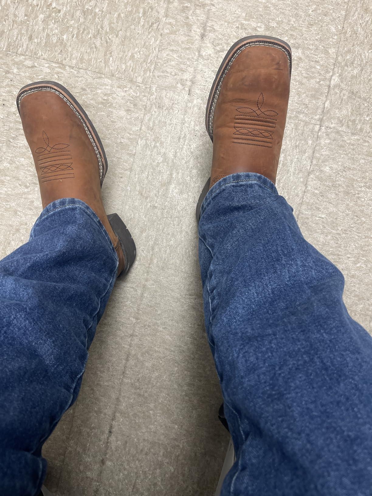 Cowboy Boots For Men - Mens Square Toe Western Boot,Oil/Slip Resistant,Durable Fashionable Classic Pull on 10 Inch Wellington Boots - Soft Toe Work Boots customer photo 2