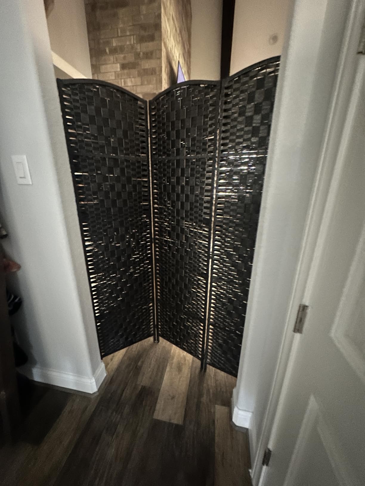 HOMCOM Room Divider 3 Panel, 6FT Tall Folding Privacy Screen, Freestanding Hand-Woven Partition for Room Separation with 360 Degree Hinges, Paper Rope Diamond Weave, White customer photo 1