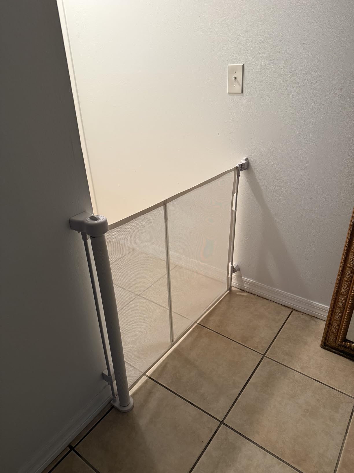 Miumoon One-Hand Operation Retractable Baby Gates, 150 inch Retractable Gate with Reinforced Strip Design to Prevent Crawling Through, 12 FT Extra Wide Retractable Dog Gate for Indoor/Outdoor customer photo 2