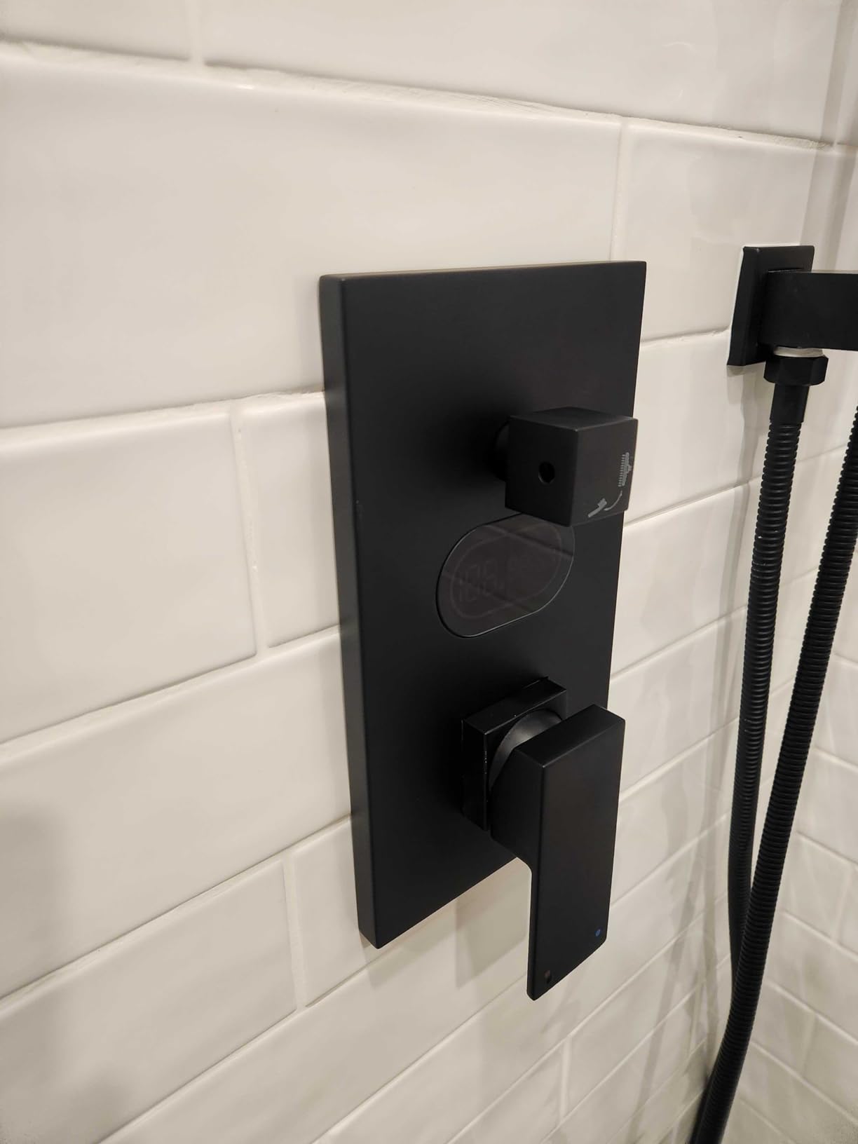 Shower Faucet Set with Hydro Power Temperature Display, Shower System Bathroom 10 Inches Shower Head with Handheld Spray, Wall Mounted Shower Fixtures with Shower Valve and Trim Kit, Matte Black customer photo 1