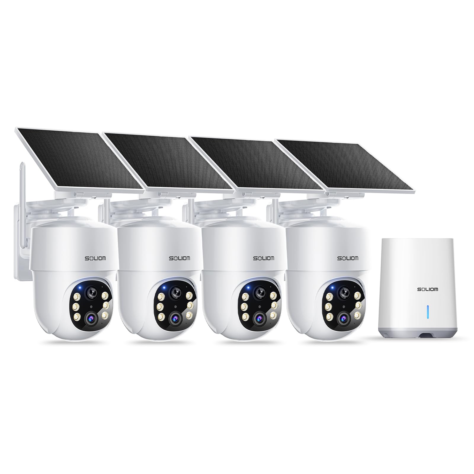 SOLIOM 5MP Security Cameras Wireless Outdoor, No Subscription & Solar Powered, 4-Cam Pack Cameras for Home Security with 360 Auto Motion Tracking, 3K Color Night Vision, 5G & 2.4G Router Compatible customer photo 1