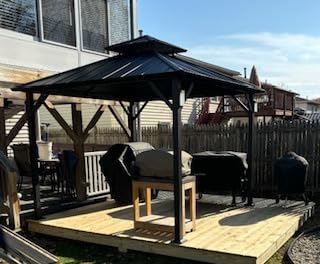 Modern Shade The Horizon Hardtop Gazebo 10' x 12' with 4 LED Lights, Permanent Outdoor Gazebo with Galvanized Steel Double Roof, Grill Pavilion with Decor Hooks, Mosquito Nettings, Black customer photo 1