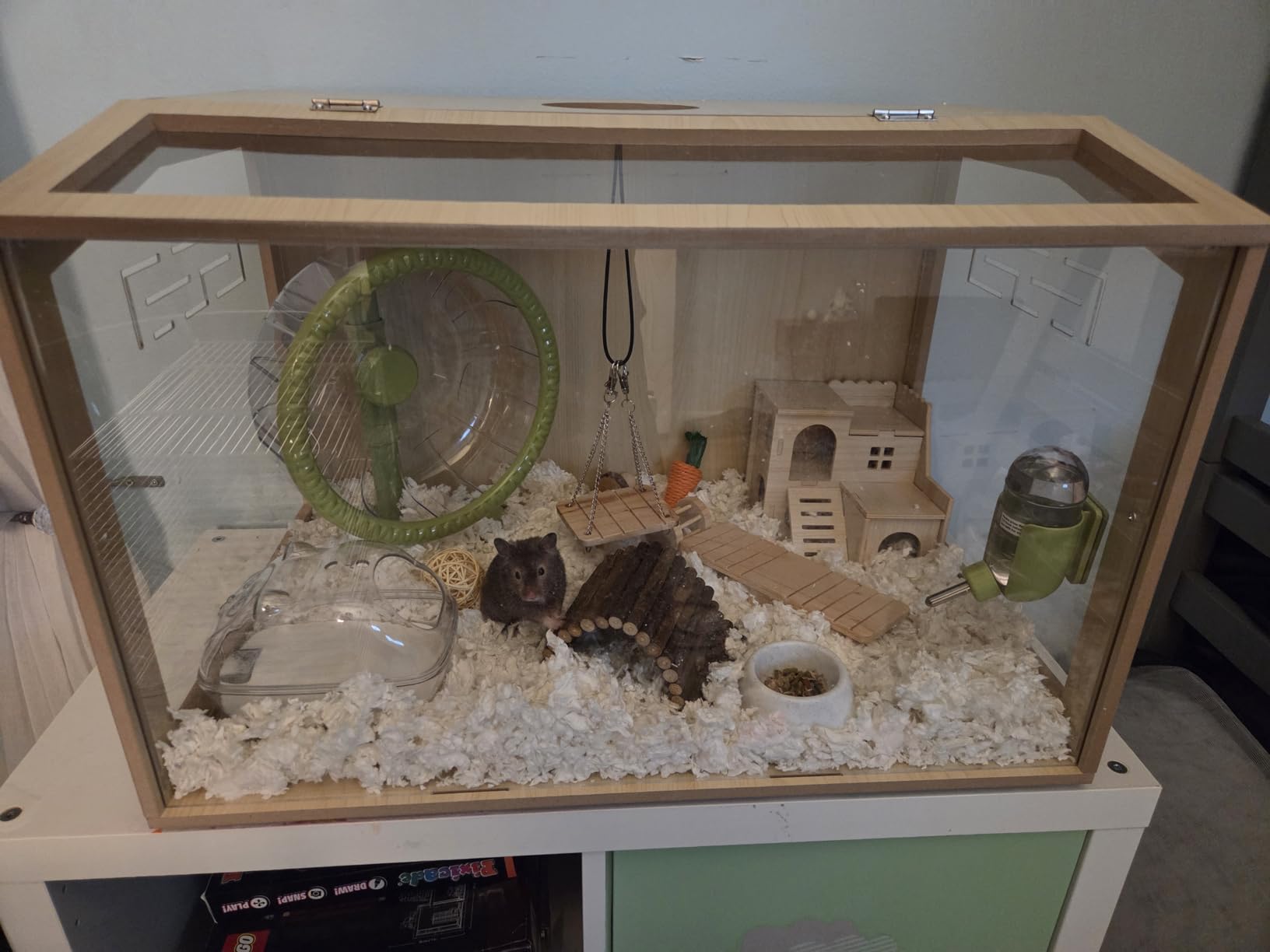 32 inch Wooden Hamster Cage, Large Habitat, Openable Top, Transparent Acrylic for Interior View, Ventilated, Easy to Clean, for Syrian Hamster, Dwarf Hamster, Gerbil, Other Small Pet Animals customer photo 1