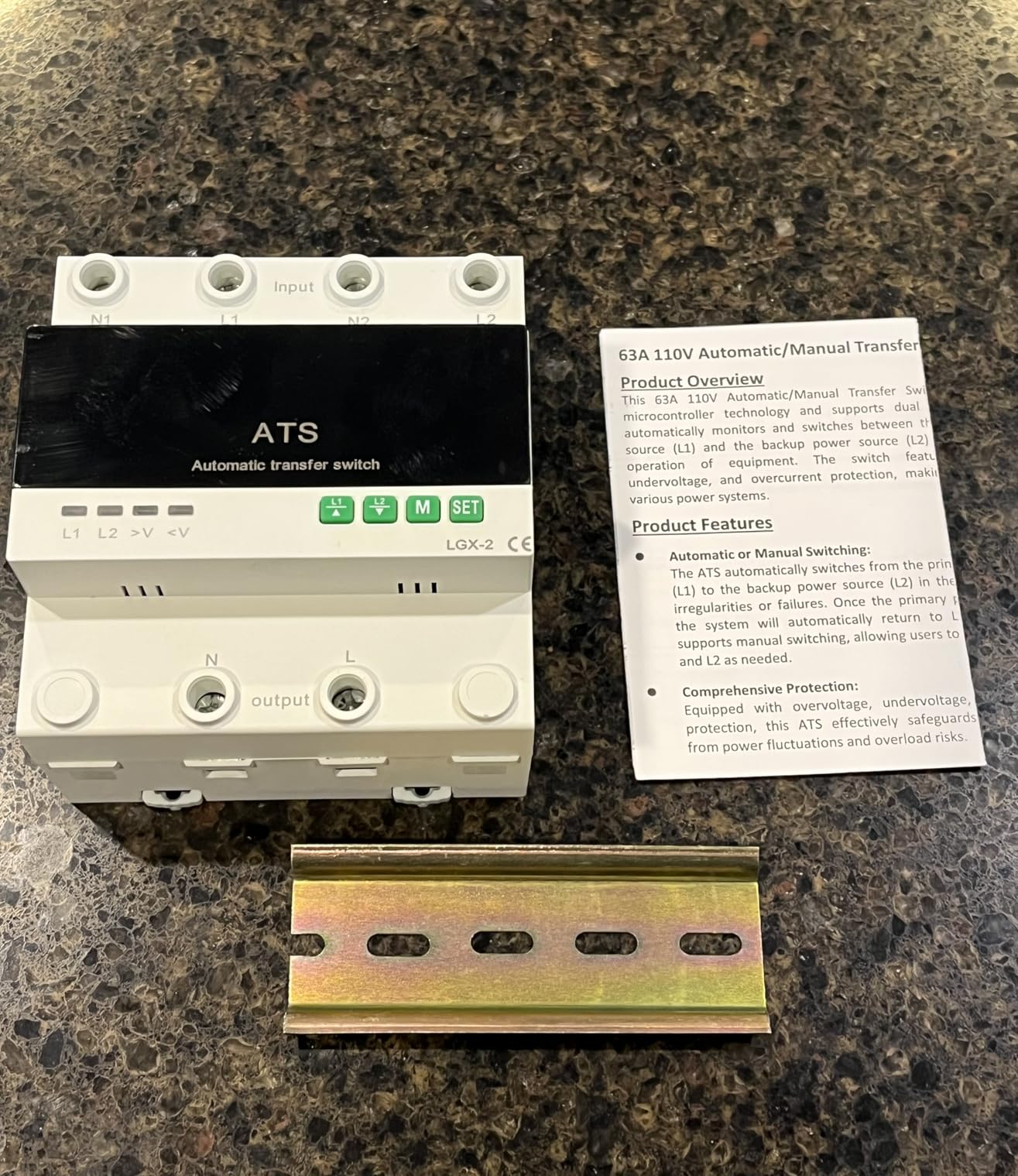 63A 110V Automatic/Manual Transfer Switch, DIN Rail Mount 110V for Generator Backup Power & Gas Furnace, 50/60Hz, LED Display, CE Certified customer photo 2