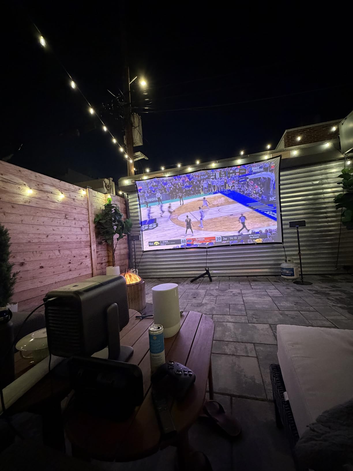 AAJK ALR Projector Screen, 4K Movie Projector Screen 16:9 HD Foldable Anti-Crease Portable Projector, Movies Screen for Home Theater Outdoor Indoor Support (120in Pro) customer photo 2