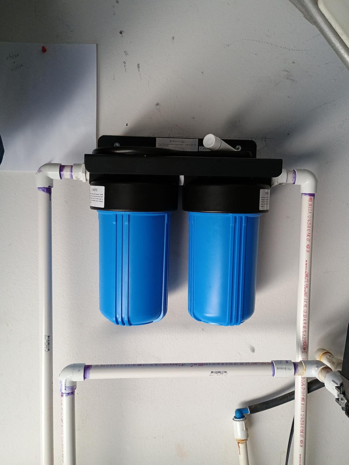 Waterdrop 2 Stage Whole House Water Filter System, with Carbon Filter and Sediment Filter, 5-Stage Filtration, Highly Reduce Chlorine, Taste, Odor, 5 Micron WD-WHF21-BG, 1