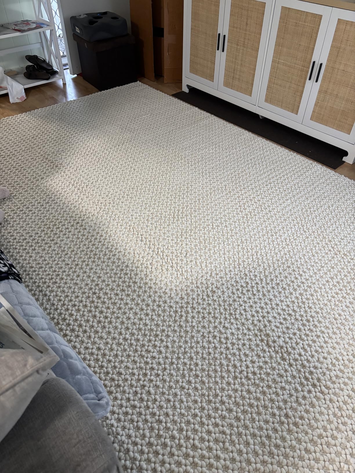 Handwoven Wool Area Rug - Hand Woven Natural Carpet Rugs - Bedroom Living Room Dining Room (Ivory- 8'x10') customer photo 1