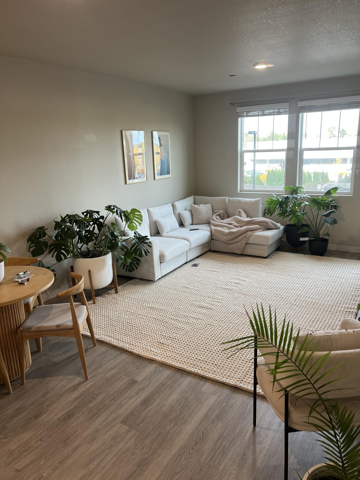 Handwoven Wool Area Rug - Hand Woven Natural Carpet Rugs - Bedroom Living Room Dining Room (Ivory- 8'x10') customer photo 2