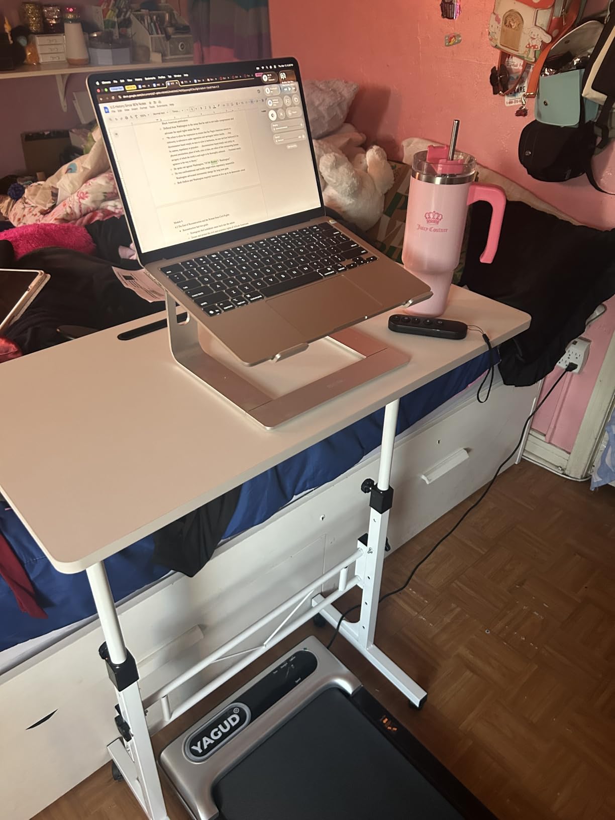 Amztabler Small Standing Desk Adjustable Height, Mobile Stand Up Desk with Wheels, 32 Inch Portable Rolling Desks Conference Room Tablesf for Walking Pad Treadmill Black customer photo 1