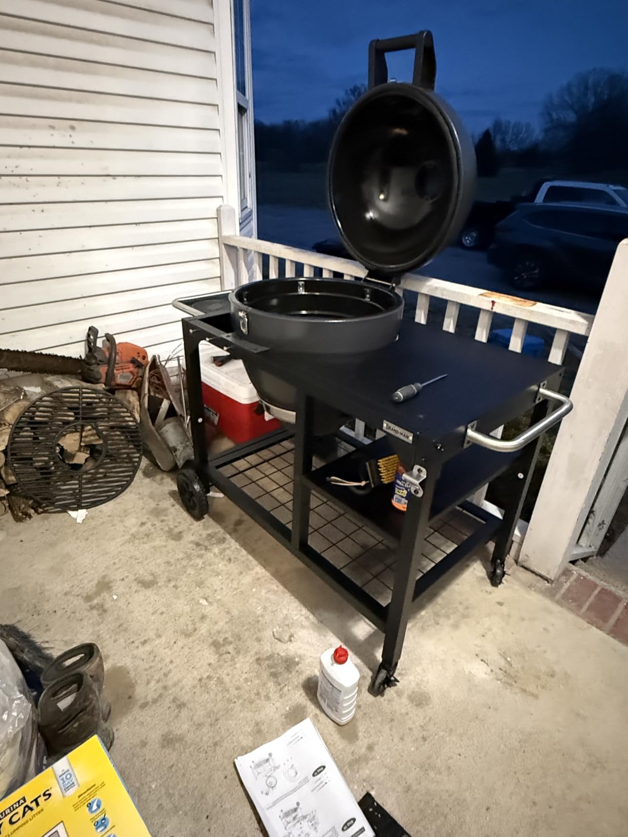 Brand-Man Charcoal Grill and Smoker Steel Kamado, 22 in. Cast Iron Grates, Grilling Basket, Large Prep Table Cart, for Outdoor Cooking customer photo 1