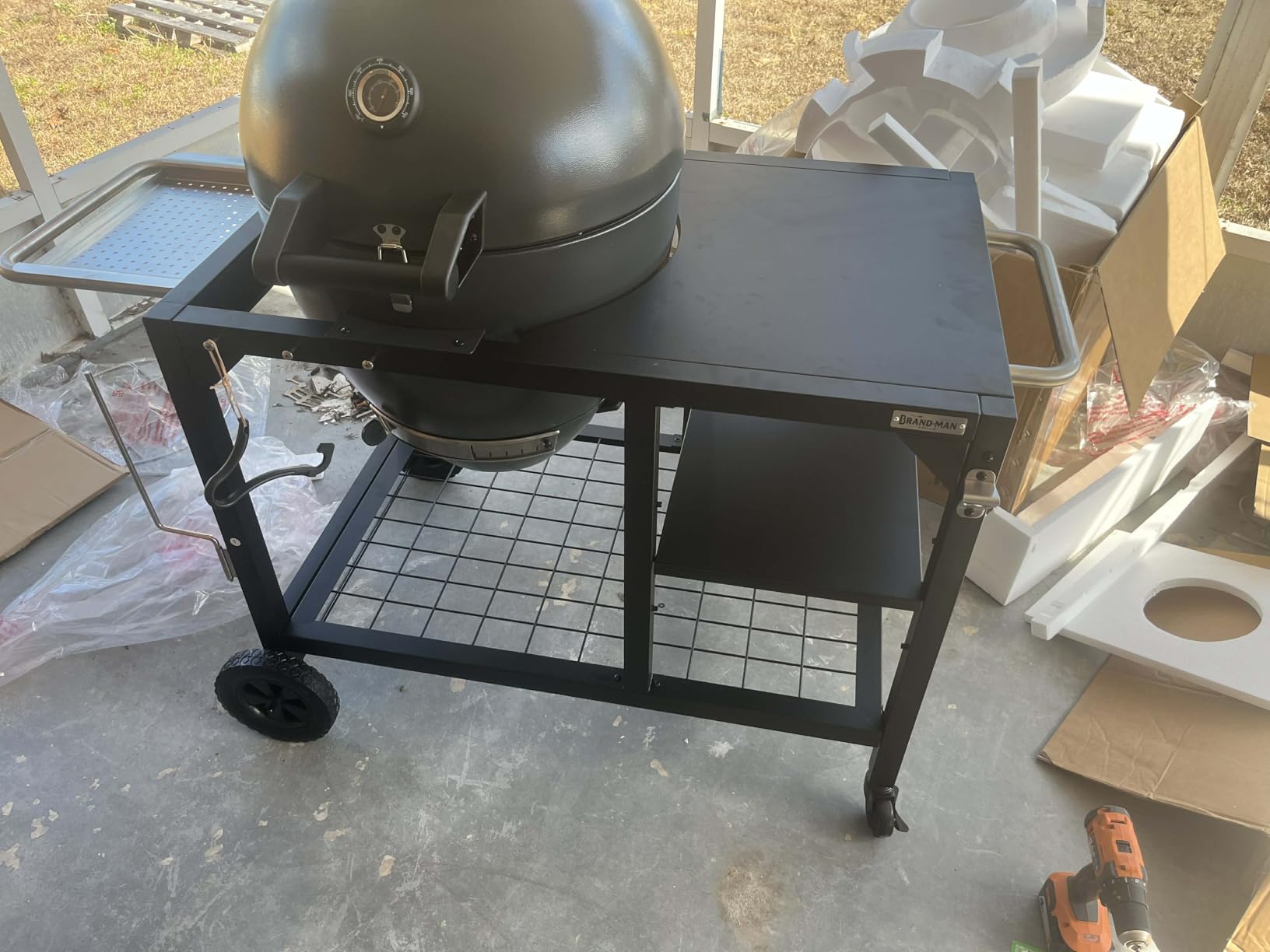 Brand-Man Charcoal Grill and Smoker Steel Kamado, 22 in. Cast Iron Grates, Grilling Basket, Large Prep Table Cart, for Outdoor Cooking customer photo 2