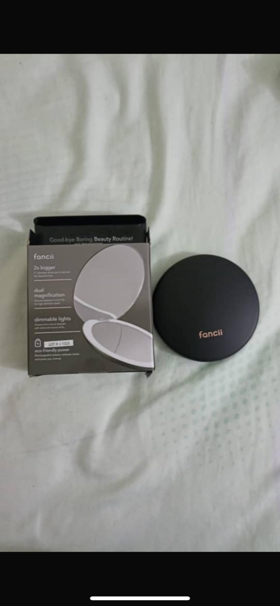 Fancii Taylor LED Lighted Travel Makeup Mirror, Rechargeable, 10x /1x Magnifying, Tru-Glow Lighting System, XL Large 5