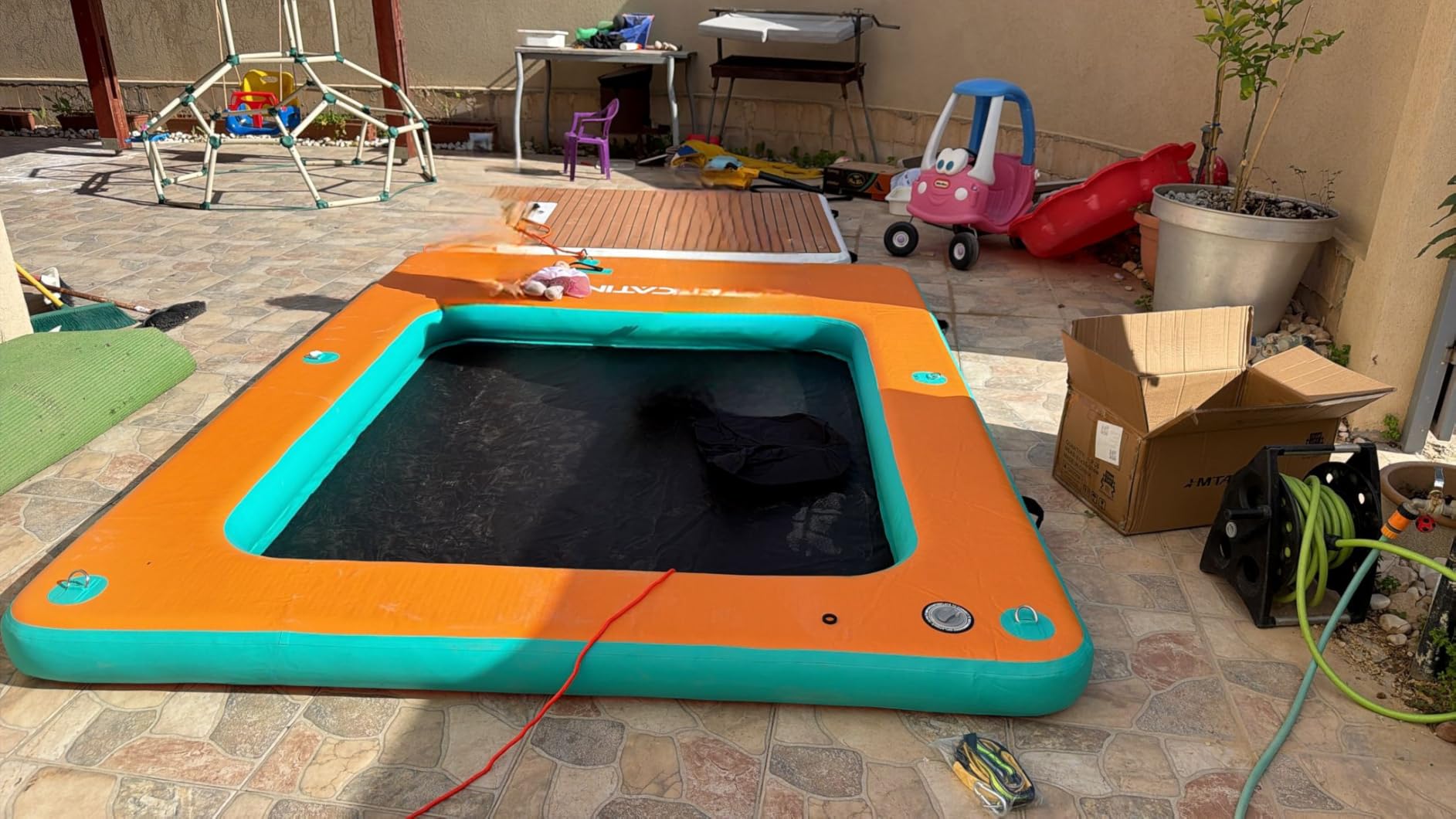 Inflatable Floating Dock, Portable Inflatable Island Platform, with Air Pump, Repair Kit & Carry Bag, Inflatable Dock Platform for Swimming, Lake, Pool, Beach customer photo 1