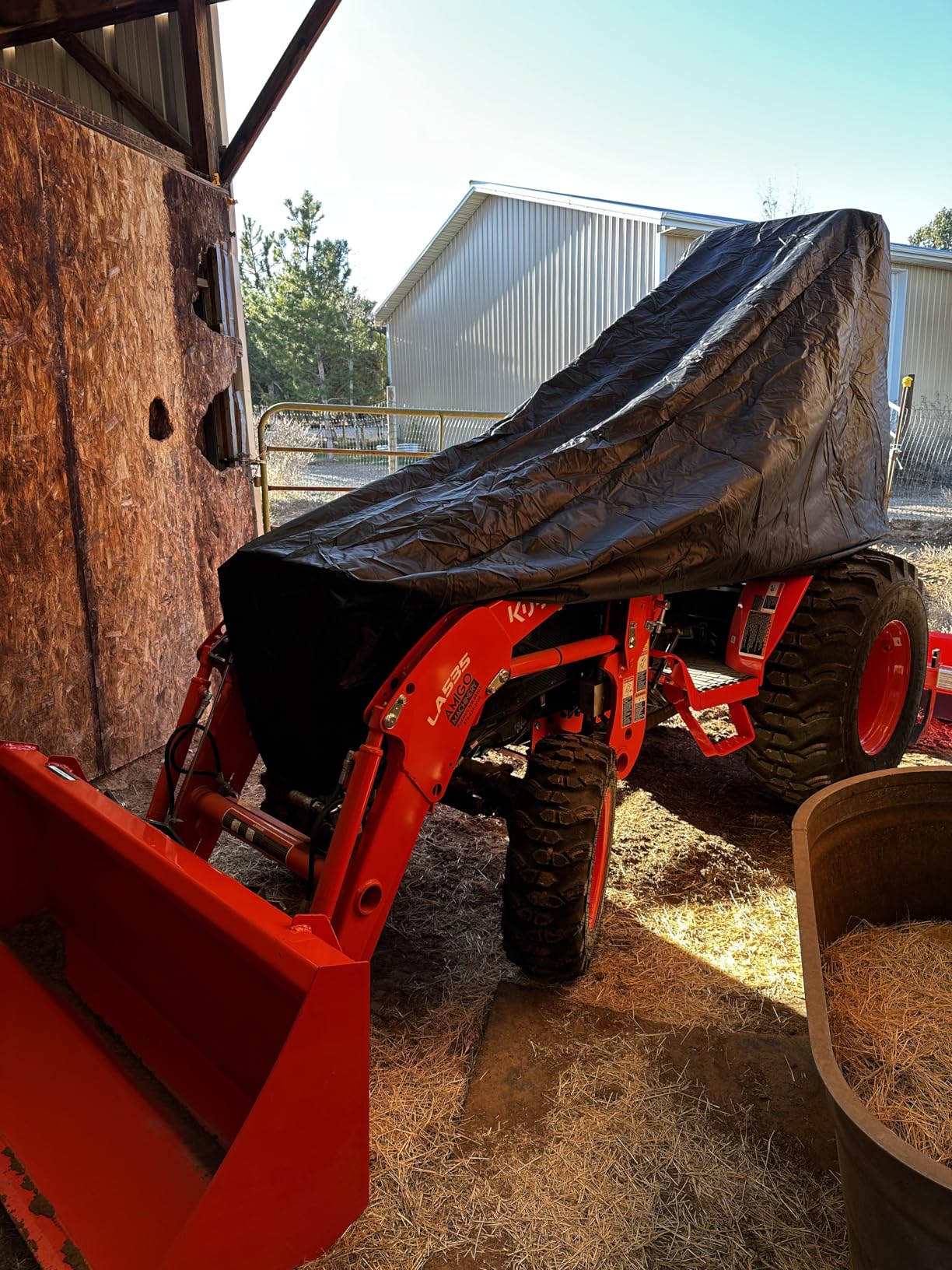 STARTWO Full Tractor Cover Waterproof Heavy Duty, Universal Fits Most Compact Utility Tractors with Backhoe, UV Protection, Dustproof, with Air Vents & Reflective Strips,189 L x 76 W x 86 H in customer photo 1