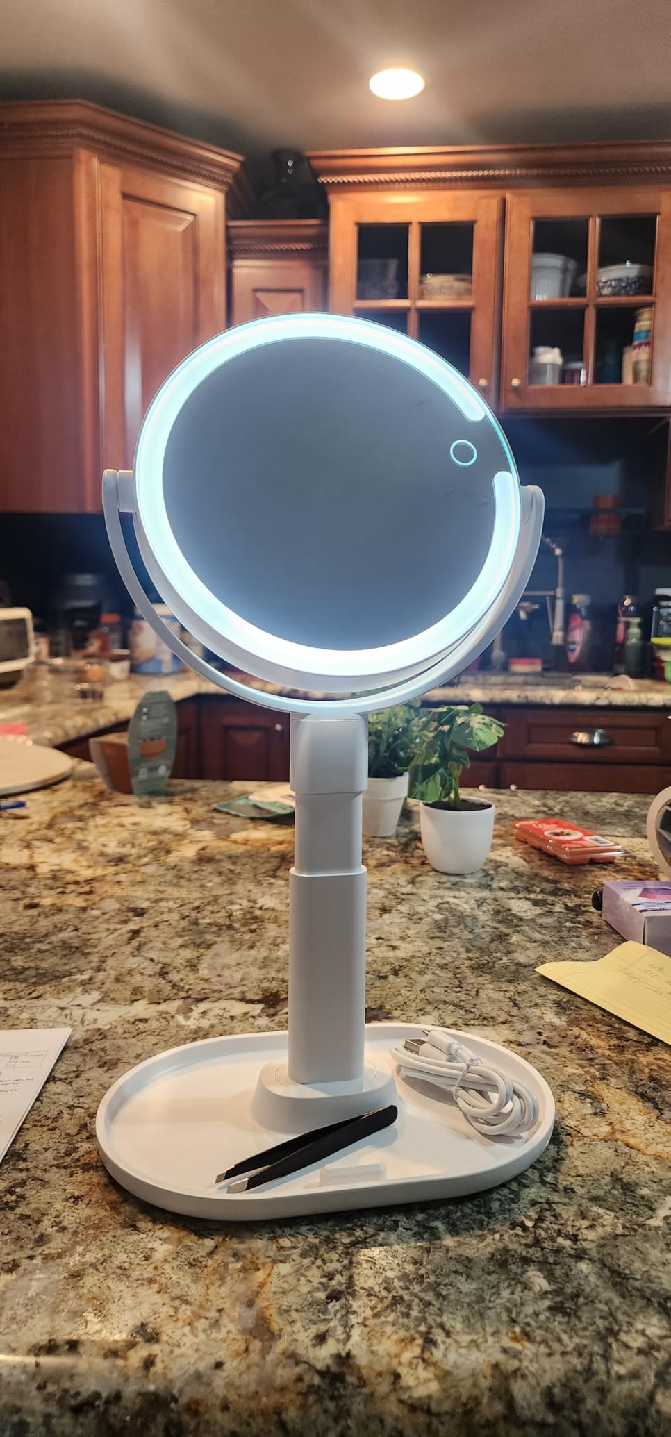B Beauty Planet Vanity Mirror with Lights, 30X Magnifying Makeup Mirror with 3 Lighting and Adjustable Brightness, Rechargeable customer photo 1