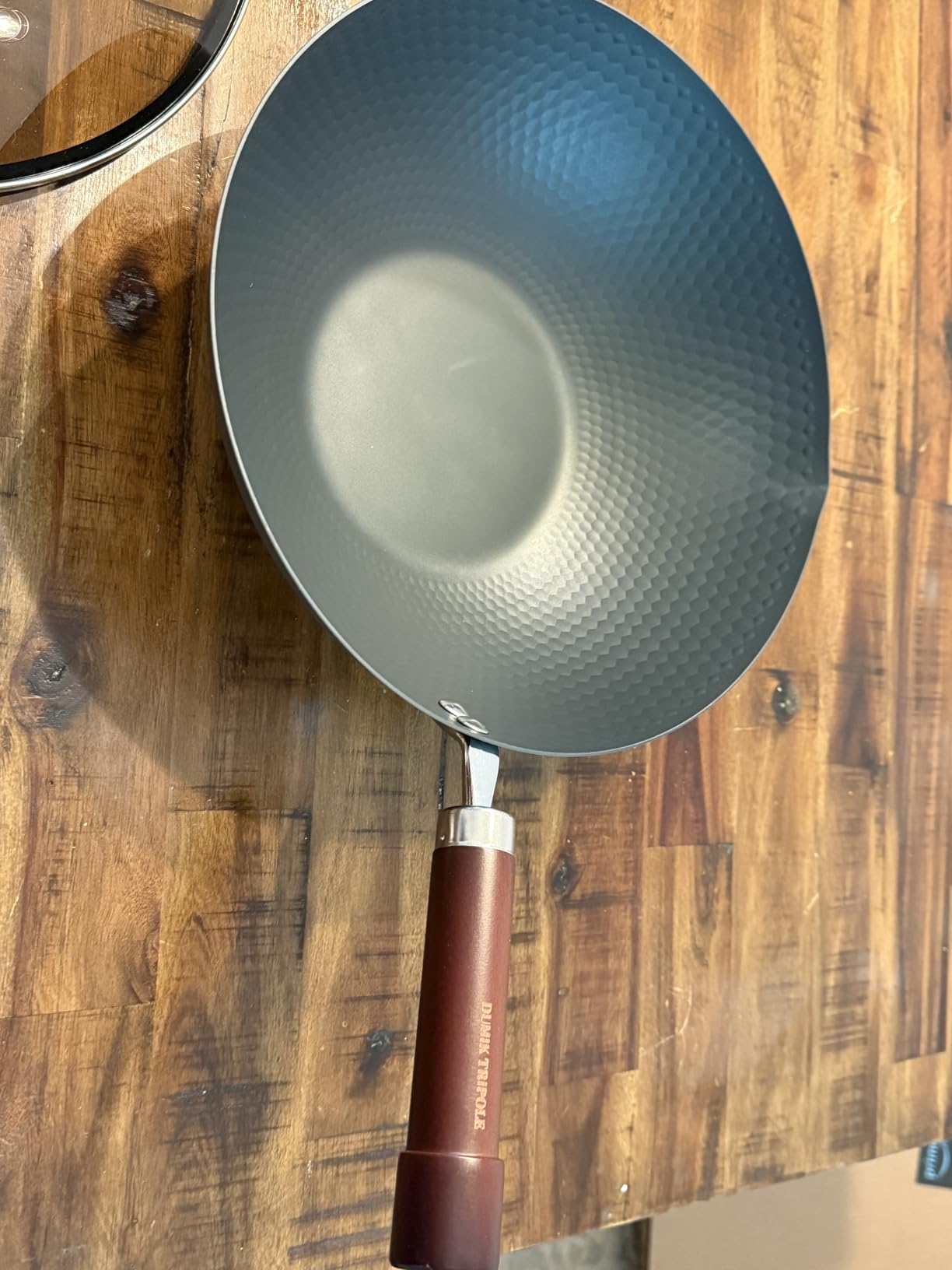 Carbon Steel Wok Pan, Tripole Nitrided Pre-Seasoned Flat Bottom Woks & Stir-Fry Pans Nonstick, Chinese Wok with Glass Lid for All Stovetops, Gift for Chef - 11.8 Inch customer photo 2