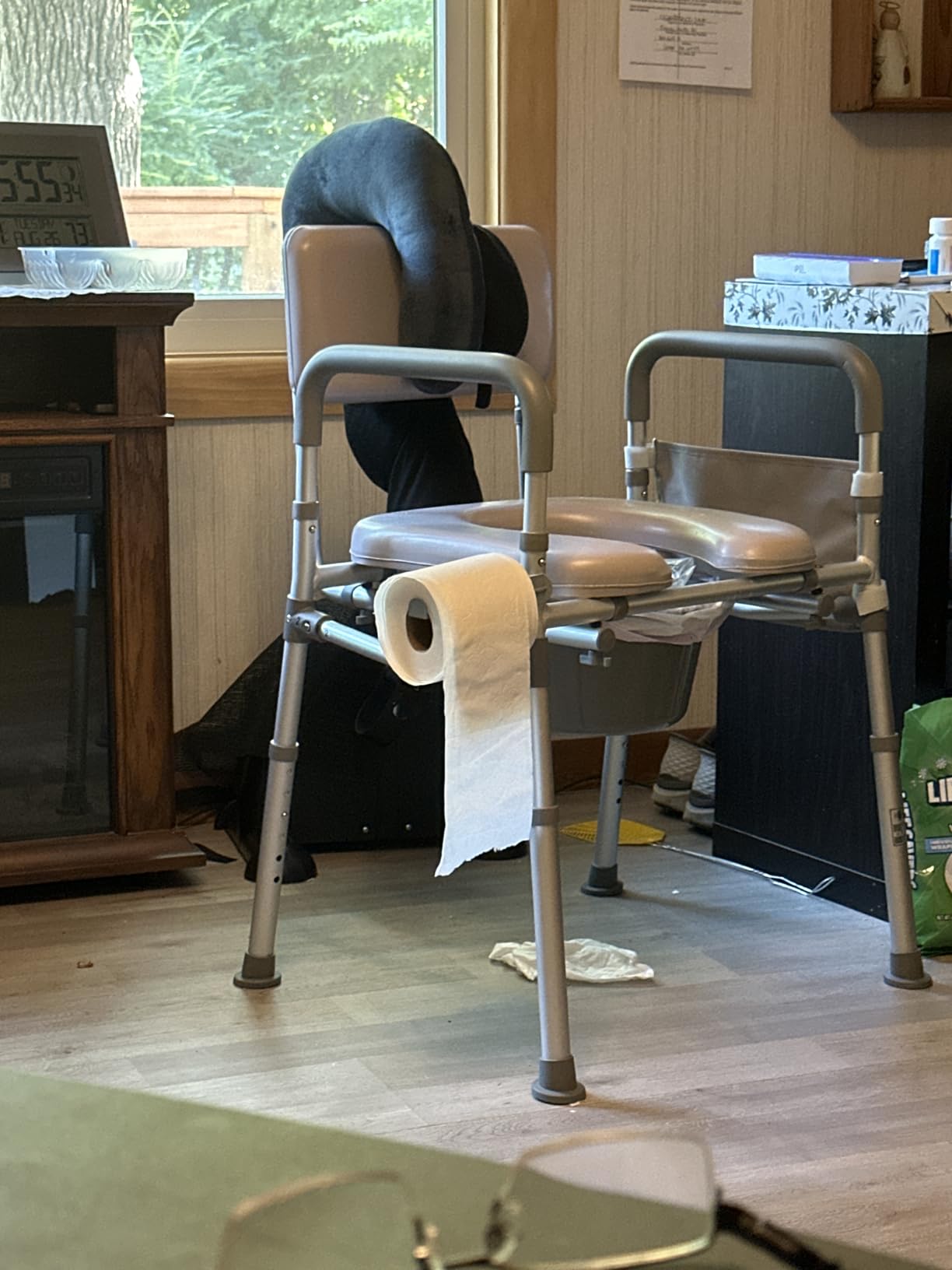 HOMLAND Bedside Commode with Padded Seat and Backrest, Aluminum Commode Toilet customer photo 1