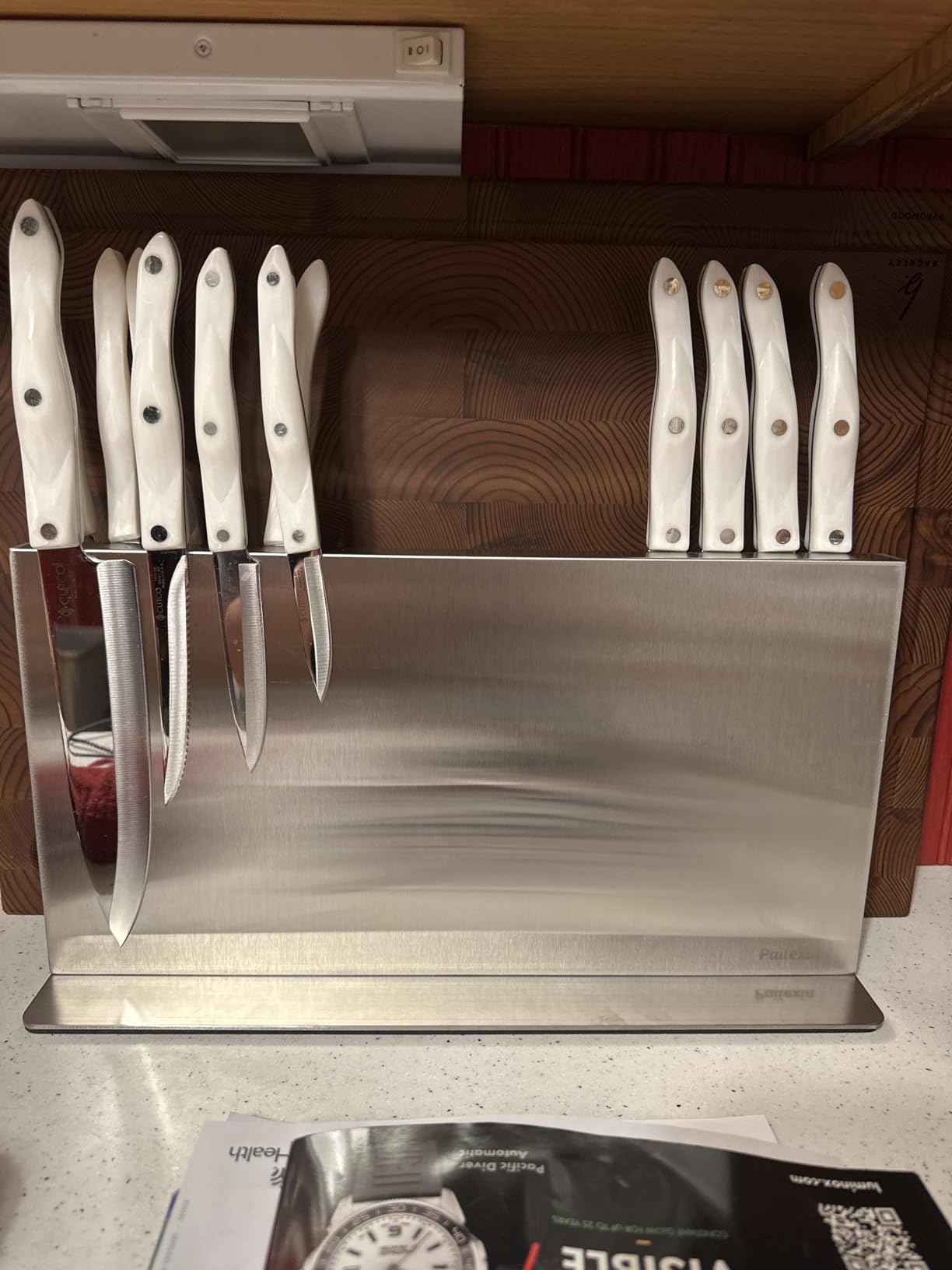 Magnetic Knife Block Without Knives - Black Stainless Steel Double-Sided Magnetic Knife Holder customer photo 2