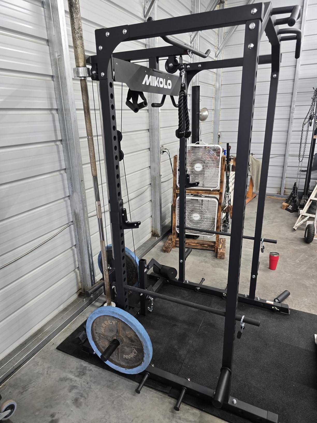 Mikolo F4 2.0 Power Cage with Dual-Track Smooth Pulley System, 1200LBS Power Rack with Leg Hold-Down for Heavy LAT Pulldowns customer photo 1