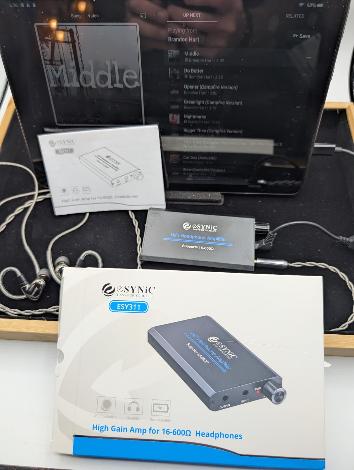 eSynic 16-600 Ohm Headphone Amplifier Portable - HiFi 3.5MM Audio Headphone Amp Rechargeable with 2-Stage Gain Switch, Aluminum Alloy Case & 12H Playtime customer photo 1