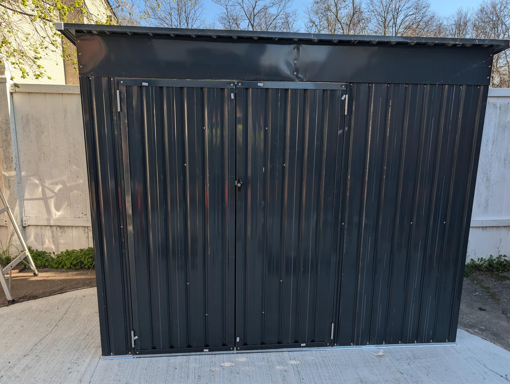 Aoxun 10 x 12FT Outdoor Storage Shed with Double Hinged Large Door Utility Garden Shed with Lockable Door & Sloped Roof Metal Sheds Outdoor Storage for Garden, Backyard, Patio and Backyard, Brown customer photo 2
