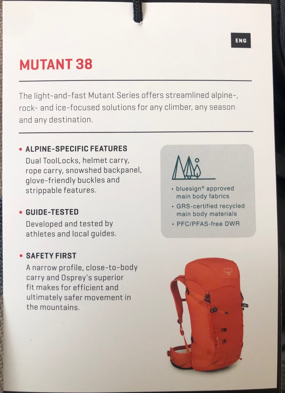 Osprey Mutant 38L Climbing and Mountaineering Backpack for Men and Women, Blue Flame, Medium/Large customer photo 2