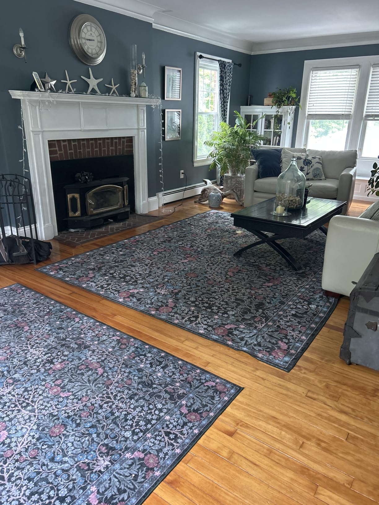 8x10 Washable Area Rugs for Living Room, Stain Resistant Vintage Rugs for Dining Room Under Kitchen Table, Bedroom, Floral Low Pile Non-Slip Large Carpet (8 x 10 Dark Green) customer photo 1