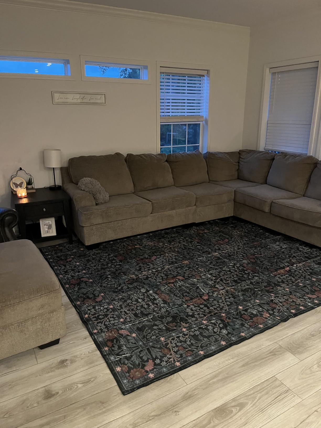 8x10 Washable Area Rugs for Living Room, Stain Resistant Vintage Rugs for Dining Room Under Kitchen Table, Bedroom, Floral Low Pile Non-Slip Large Carpet (8 x 10 Dark Green) customer photo 2