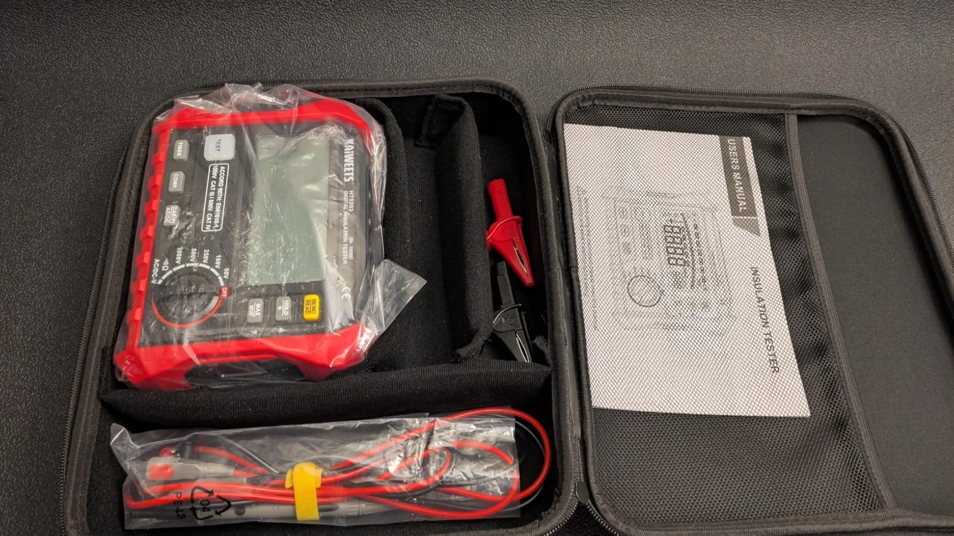 KAIWEETS Megohmmeter, Insulation Resistance Tester, Up to 100GOhm, 50V/100V/250V/500V/1000V, One-Touch DAR/PI, with AC/DC Voltage Testing for Motors, Solar, HVAC customer photo 1
