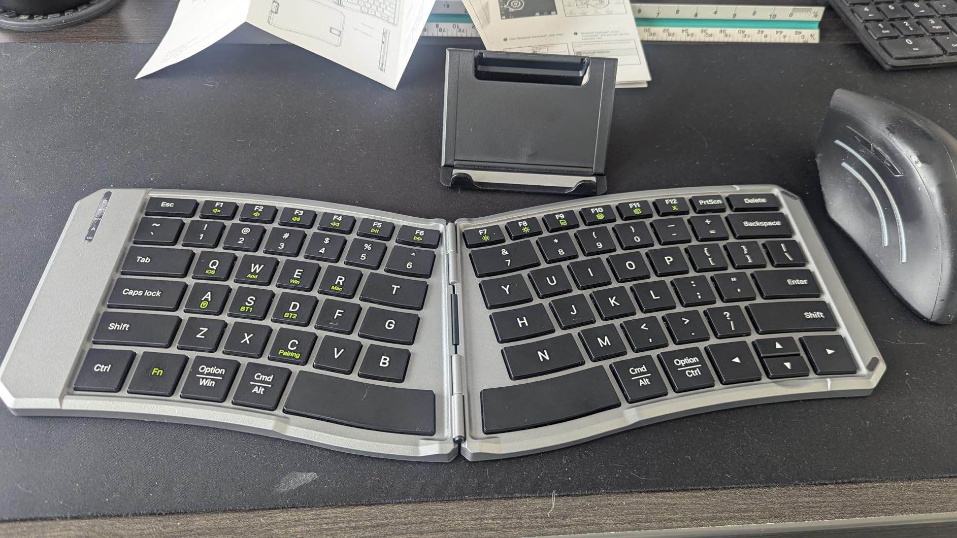 MoKo Ergonomic Foldable Keyboard, Split Portable Folding Bluetooth Keyboard for Business Travel, Ultra Slim Rechargeable Wireless Keyboards for iOS/Android/Windows Tablet PC Smartphone customer photo 1