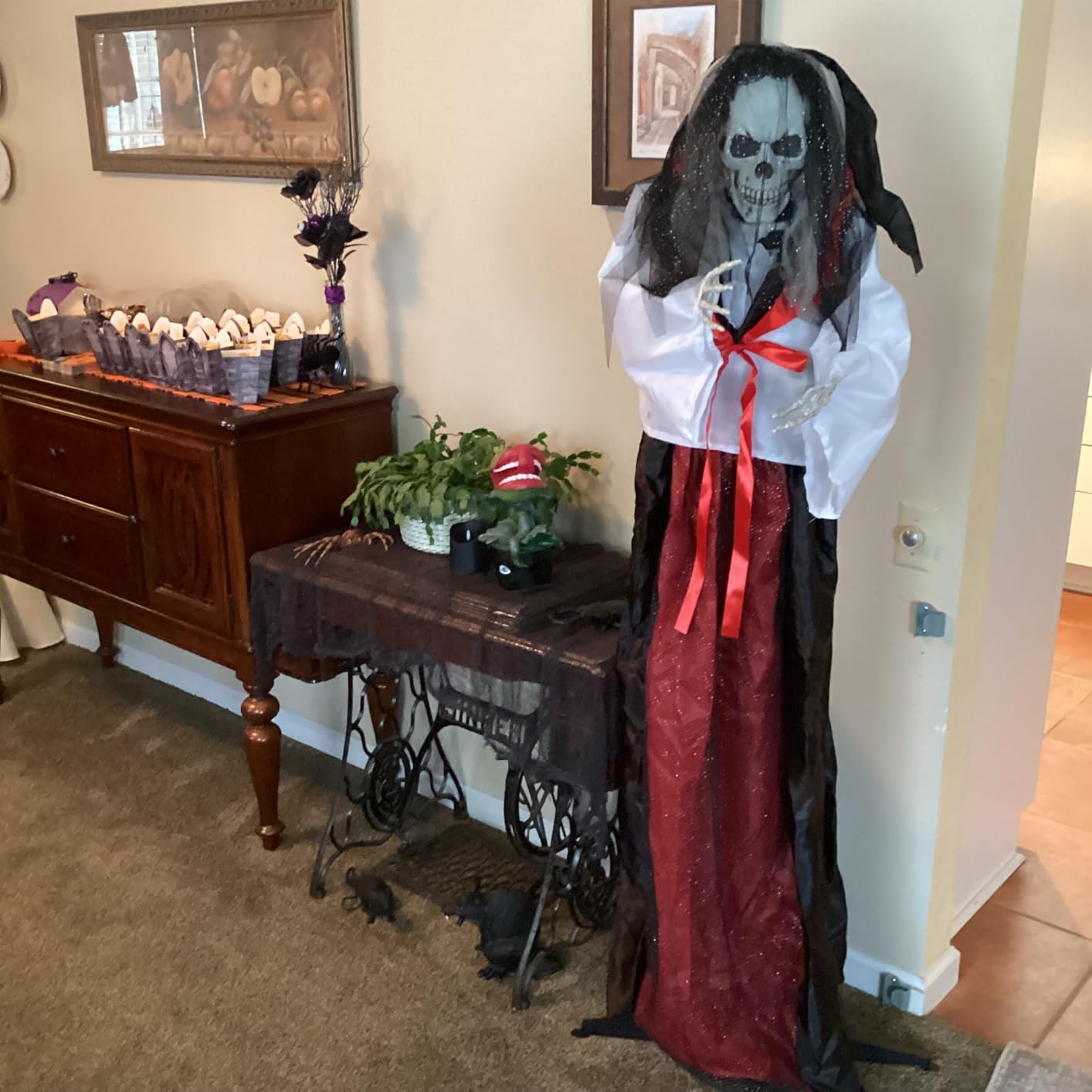 Haunted Hill Farm Animatronic Animated Hanging Spinning Bride, Halloween Animatronic, Creepy Horror Movie Décor, Scary House Party Fright Prop, Spooky Decoration with Touch-Activated Lights & Sound customer photo 2