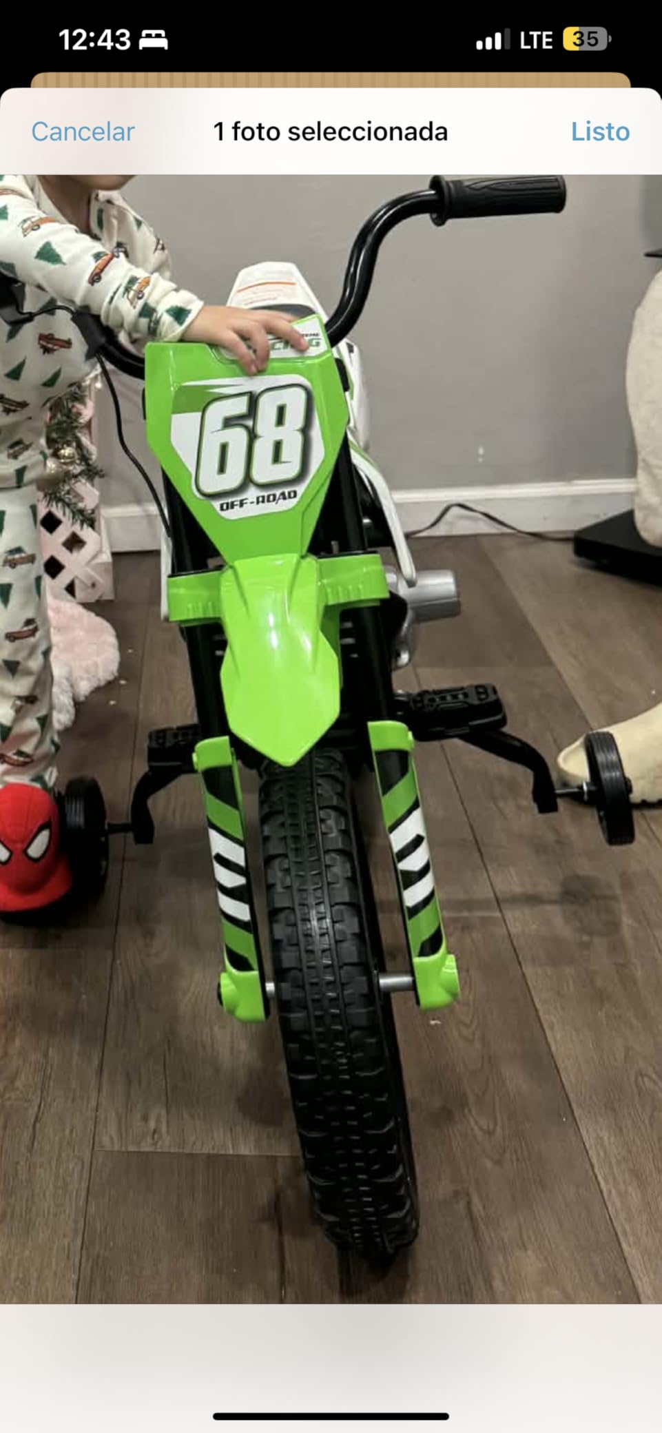 12V Electric Kids Motorcycle, Ride on Motorcycle with Twist Grip Throttle, Treaded Tires, Training Wheels, Music, 3.1mph Top Speed, Ages 3-6 Years Old customer photo 1