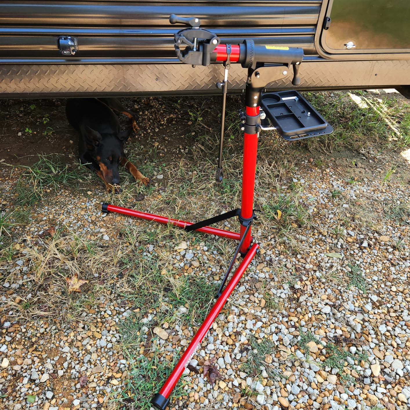Upgrade 2.0 Bike Repair Stand (Max 110 lbs) - Portable Aluminum Bicycle Workstand for Electric, Mountain, and Road Bikes customer photo 1