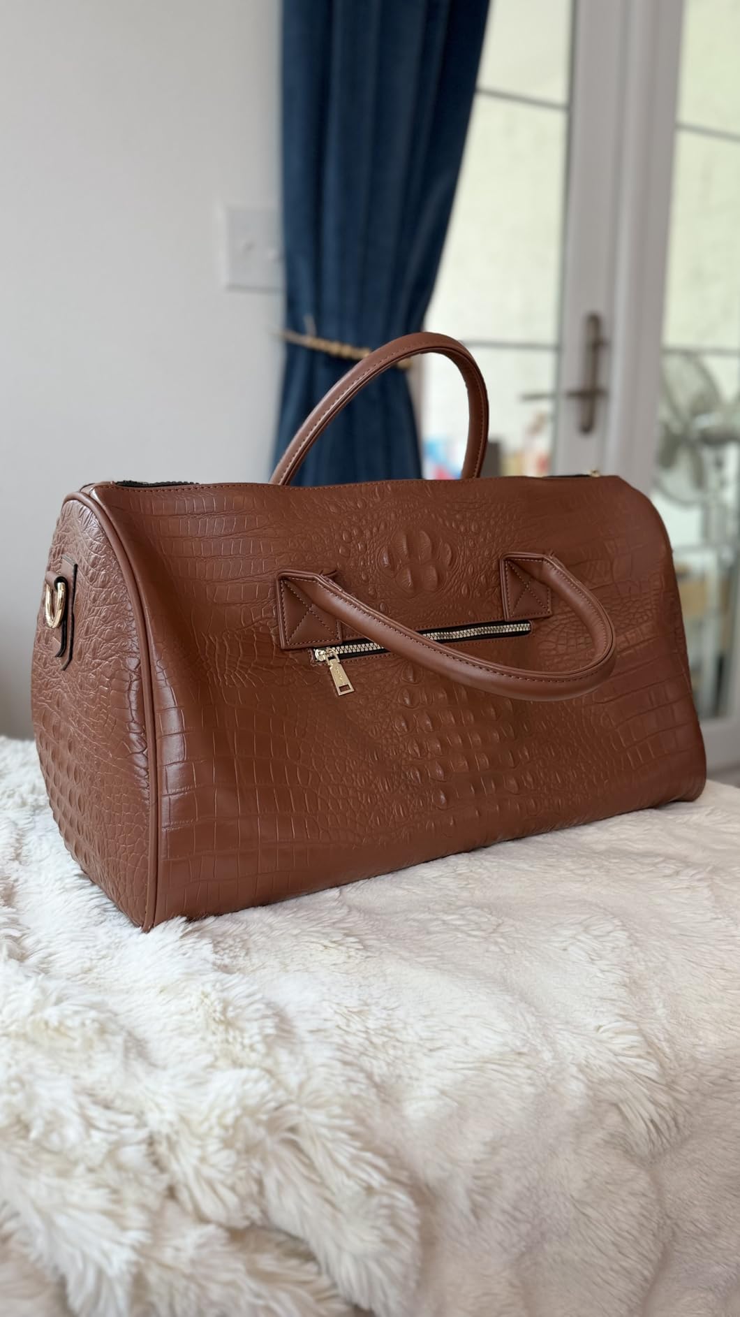 Apollo 2 Vegan Leather Duffle Bag, TSA-Approved Carry-On for Men & Women, Gold Hardware Weekender for Travel, Gym, or Overnight Use customer photo 2