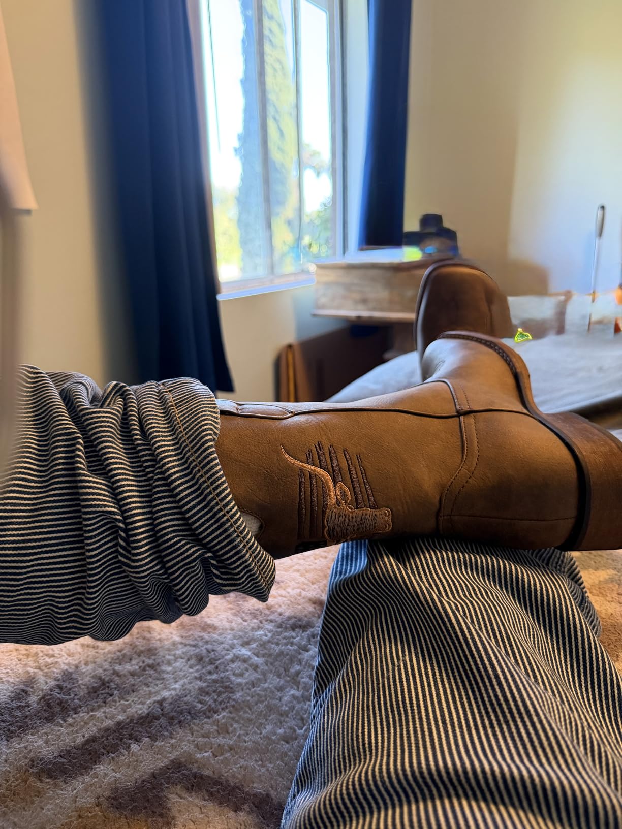 Winbird Cowboy Boots For Men Square Toe Western Men's Boots Vegan/Genuine Leather with Classic Patriot Pull On Boot, Slip Resistant Country Boots Chunky Heel Short Boots for Spring Fall customer photo 1