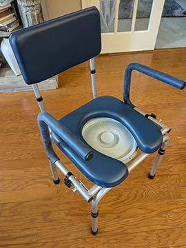 Drop Arm Bedside Commode, Commode Toilet with Padded Seat and Backrest, 400lbs Capacity customer photo 2